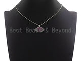 CZ Micro Pave Lip With Fuchsia Heart Pendant, Antique Silver Tone, Clear Cz Big Pave Lip Charm Pendant, 26x15mm,sku#F1012