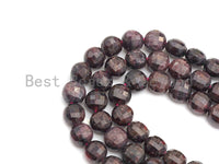 Double Sided Turtle Shell Cut Natural Garnet Coin beads, 8mm Flat coin faceted, Natural Gemstone Beads, 16" Full strand, sku# U608