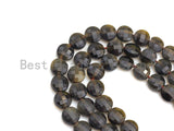 Double Sided Turtle Shell Cut Natural Golden Obsidian Button Shape beads, 6mm faceted, Natural Gemstone Beads, 16" Full strand, sku#U607