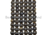 Double Sided Turtle Shell Cut Natural Golden Obsidian Button Shape beads, 6mm faceted, Natural Gemstone Beads, 16" Full strand, sku#U607