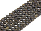 Double Sided Turtle Shell Cut Natural Golden Obsidian Button Shape beads, 6mm faceted, Natural Gemstone Beads, 16" Full strand, sku#U607