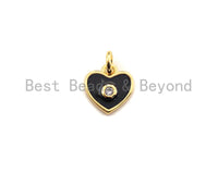 Cute Enamel  Heart Charm Pendant,CZ Micro Pave Oil Drop pendant,Enamel heart pendant,Enamel Jewelry, 9mm, sku#F1058 BestbeadsbeyondUS