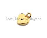 Cute Enamel  Heart Charm Pendant,CZ Micro Pave Oil Drop pendant,Enamel heart pendant,Enamel Jewelry, 9mm, sku#F1058