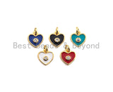Cute Enamel  Heart Charm Pendant,CZ Micro Pave Oil Drop pendant,Enamel heart pendant,Enamel Jewelry, 9mm, sku#F1058