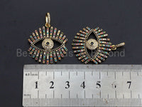 Colorful cz Pave Evil Eye Pendant,CZ Micro Pave eye pendant, Pave Jewelry, 27x30mm, sku#F1062