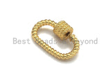 Oval Shape Clasp, CZ Pave Clasp, Gold/Silver/Rose Gold/Gunmetal Carabiner Clasp, 19x29mm, sku#H190