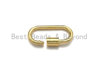 Oval Shape Clasp, CZ Pave Clasp, Gold/Silver/Rose Gold Carabiner Clasp, 14x25mm, sku#H191