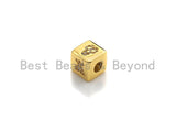 CZ Micro Pave Bee Bear Lip Dice Spacer Beads, Cubic Zirconia Cube Spacer Beads, NAME Beads in Gold Tone,8.5mm, sku#Z715 Bestbeads&Beyond