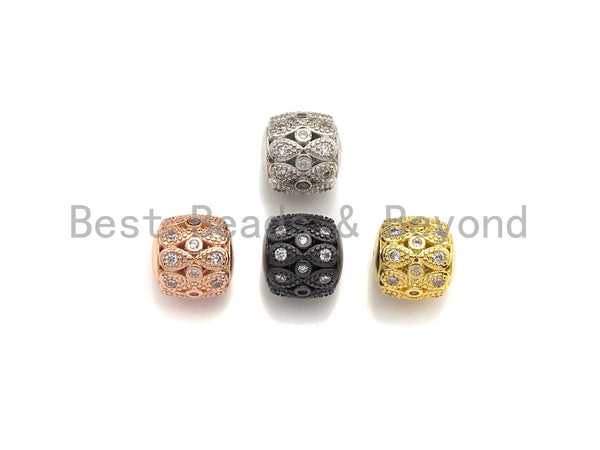 CZ Micro Pave Drum Barrel Fancy space beads, Micro Pave Beads / CZ Bead / Clear Cubic Zirconia beads, 8mm/10mm,sku#X113