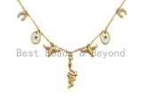 Gold Necklace with Snake Star Lucky Horse Shoe Charm, Snake Layering Necklace, Bull head necklace, Dainty Necklace Choker, sku# Z707