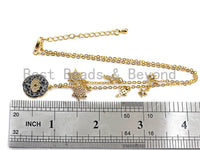 Gold Evil Eye Coin CZ Charm Necklace, Coin Necklace, Cross Star Necklace, Layering Necklace/Gold Disc Necklace, Dainty Necklace, Sku#Z710