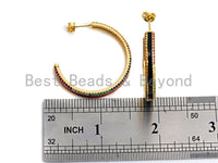 Colorful CZ Enamel Round Ring Latch Back Earring, Enamel Big Loop Earrings, Enamel pave Jewelry, 4x36mm,sku#J150