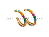 Colorful Enamel Round Ring Stud Earring, Enamel Earrings Gold Finish,Colorful Enamel pave earrings, sku#J155