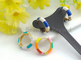 Colorful Enamel Round Ring Latch Back Earring , Huggies Enamel Earrings Gold Finish, Colorful Enamel earrings, 6x23mm,sku#J156