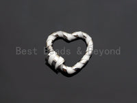 Colorful Enamel Pave Heart Shape Clasp,Silver Plated Screw Clasp, Carabiner Clasp, 22.6x21mm, sku#K76