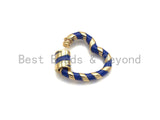 Colorful Enamel Pave Heart Shape Clasp, Gold Plated Screw Clasp, Carabiner Clasp, 21x22.6mm, sku#K77