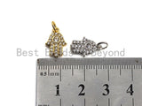 CZ Micro Pave Hamsa Hand Pendant ,Gold/Silver Tone ,Cubic Zirconia Jewelry Findings, 9x14mm,sku#L275