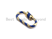Colorful Enamel Pave Oval Shape Clasp, Carabiner Clasp, 11x25mm, sku#H161