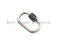 CZ Micro Pave Oval Shape Clasp, Antique Silver Carabiner Clasp, 13x24mm/15x29mm, sku#H165