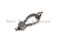 CZ Clear Micro Pave Lobster Clasp with Jumping Ring Clasp, Fine Jewelry Clasp, Antique Silver Clasp, 13x29mm,sku#H172