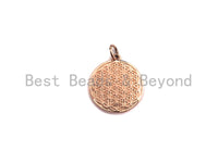 Patterned Coin Pendant/Charm,Silver/Gold/Rose Gold/Black Tone, 19x17mm, Sku#Z430