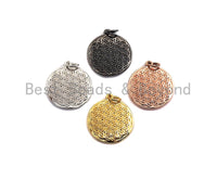 Patterned Coin Pendant/Charm,Silver/Gold/Rose Gold/Black Tone, 19x17mm, Sku#Z430