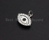 Black Clear CZ Micro Pave Oval Evil Eye Shape Pendant,Cubic Zirconia Oval Charm,Gold/Silver Tone,14x11mm,sku#Z469 Bestbeads&Beyond