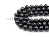 Quality Natural Black Phlogopite Beads, 6mm/8mm/10mm Round Smooth, Natural Black Gemstone, 15.5" Full Strand, sku#U625