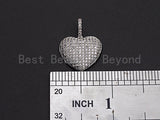 Clear CZ Micro Pave Heart Pendant/Charm, Bracelet Necklace Cubic Zirconia  Heart Pendant Charm, 18x17mm,sku#Z478