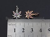 Colorful CZ Micro Pave Maple Leaf Pendant/Charm, Lotus Flower Yoga CZ Pendant, Silver/Gold/Rose Gold Tone,11x15mm,Sku#Z493