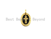 Colorful Enamel Cross On Oval Pendant,CZ Micro Pave Oil Drop pendant,Enamel pendant,Enamel Jewelry,9x12mm,sku#Z520
