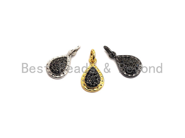 Black CZ Micro Pave Teardrop Shaped Pendant/Charm, Cubic Zirconia Pendant Charm,11x20mm,sku#Z545