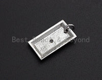 CZ Micro Pave Moon And Star On Rectangle Shaped Pendant/Charm, Cubic Zirconia Pendant Charm,10x18mm,sku#Z556