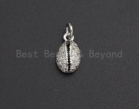 Clear CZ Micro Pave Cowire Shell Shaped Pendant/Charm, Cubic Zirconia Pendant Charm,7x12mm,sku#Z561