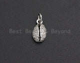 Clear CZ Micro Pave Cowire Shell Shaped Pendant/Charm, Cubic Zirconia Pendant Charm,7x12mm,sku#Z561