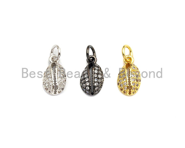 Clear CZ Micro Pave Cowire Shell Shaped Pendant/Charm, Cubic Zirconia Pendant Charm,7x12mm,sku#Z561