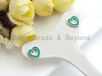 Colorful Open Heart Enamel Earrings, Enamel Heart Stud Earrings, Enamel Pave Jewelry, 9mm, sku#J215