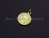 Medallion Elizabeth Queen Coin Pendant, Round Coin Pendant,  Gold Coin Pendant,13x16 mm, Sku#Z728