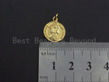 Medallion Elizabeth Queen Coin Pendant, Round Coin Pendant,  Gold Coin Pendant,13x16 mm, Sku#Z728