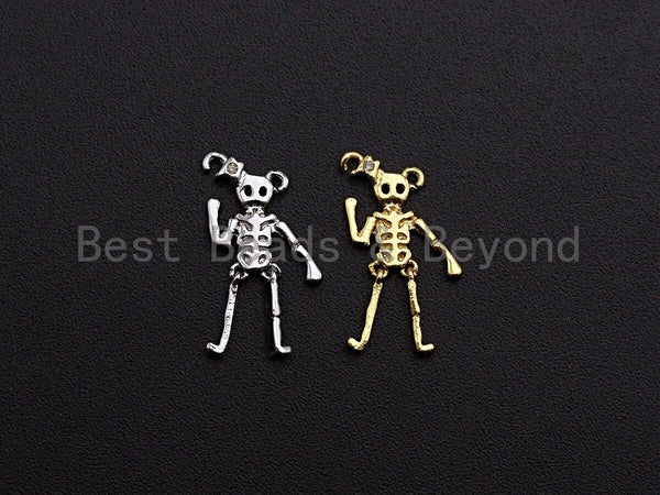 Human Skeleton Zumbie Frame Shaped Pendant/Charm, Dainty Gold Pendant Charm,10x18mm,Sku#Z567