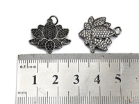 CZ Micro Pave Lotus Flower Shaped Pendant/Charm, Yoga Cubic Zirconia Pendant Charm, 21mm,sku#Z572 BestbeadsbeyondUS