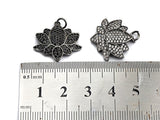 CZ Micro Pave Lotus Flower Shaped Pendant/Charm, Yoga Cubic Zirconia Pendant Charm, 21mm,sku#Z572