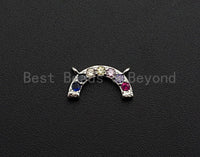 Colorful CZ Micro Pave Rainbow Pendant Connector, Cubic Zirconia Pendant, Silver/Gold/Black Tone, Minimal Jewelry, 7x14mm, Sku#Z609