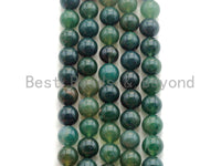 Natural Moss Agate, Round Smooth 6mm/8mm/10mm/12mm, Green Gemstone beads,15.5" Full Strand, sku#U635 Bestbeads&Beyond