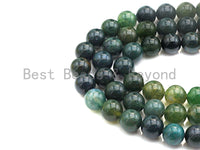 Natural Moss Agate, Round Smooth 6mm/8mm/10mm/12mm, Green Gemstone beads,15.5" Full Strand, sku#U635 Bestbeads&Beyond