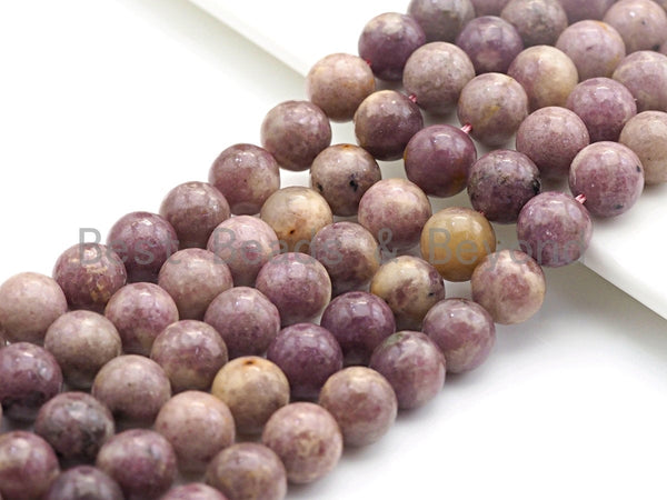 Natural Lepidolite Beads , Round Smooth 6mm/8mm/10mm/12mm, 15.5" Full Strand, Sku#U643