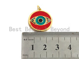 Enamel Evil Eye On Round Coin Pendant,Colorful CZ Micro Pave Oil Drop pendant,Enamel pendant,Enamel Jewelry,21x23mm,sku#Z637