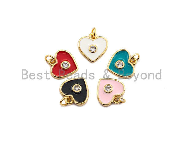 Enamel Colorful Big Cz On Heart Pendant,CZ Micro Pave Oil Drop pendant,Enamel pendant,Enamel Jewelry,11mm,sku#Z643