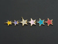 Enamel Colorful String Five Star Pendant,CZ Micro Pave Oil Drop pendant,Enamel pendant,Enamel Jewelry, 15x72mm,sku#Z672