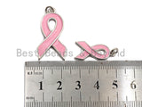 Enamel Pink Cancer Awareness Ribbon Pendant, AIDS Care Oil Drop pendant, Enamel pendant, Enamel Jewelry, 11x22mm/16x27mm,ku#X112